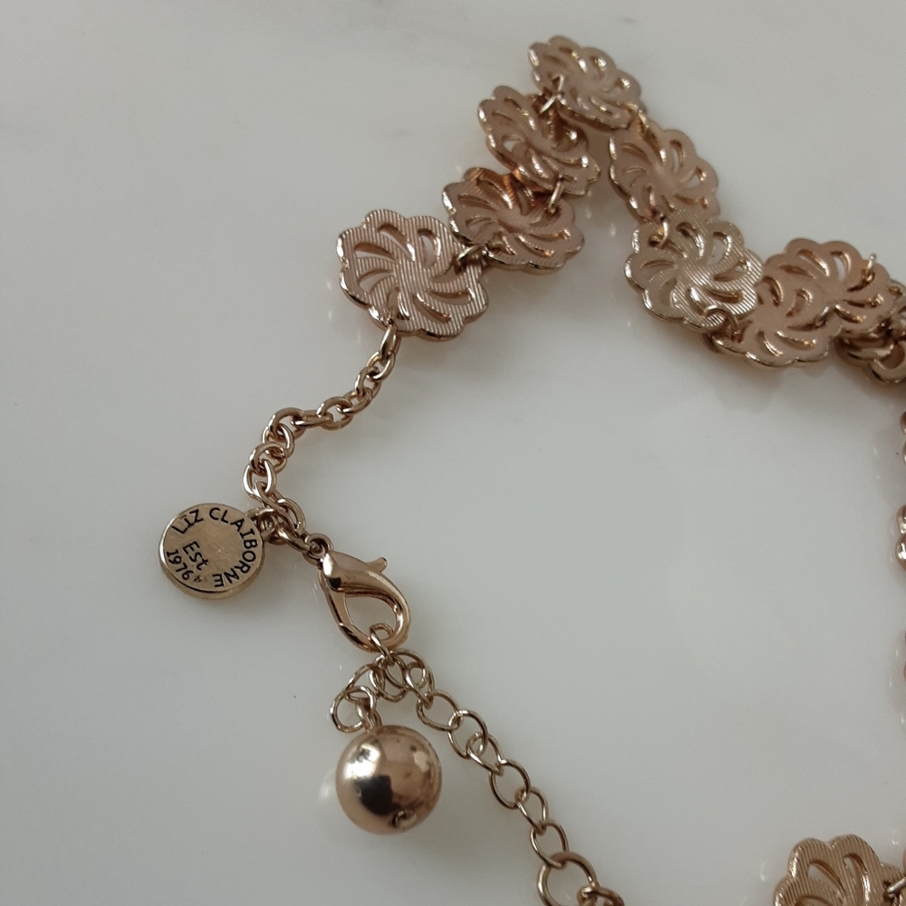 VTG LIZ CLAIBORNE FLORAL LINK GOLD TONE NECKLACE 18" - Picture 5 of 5